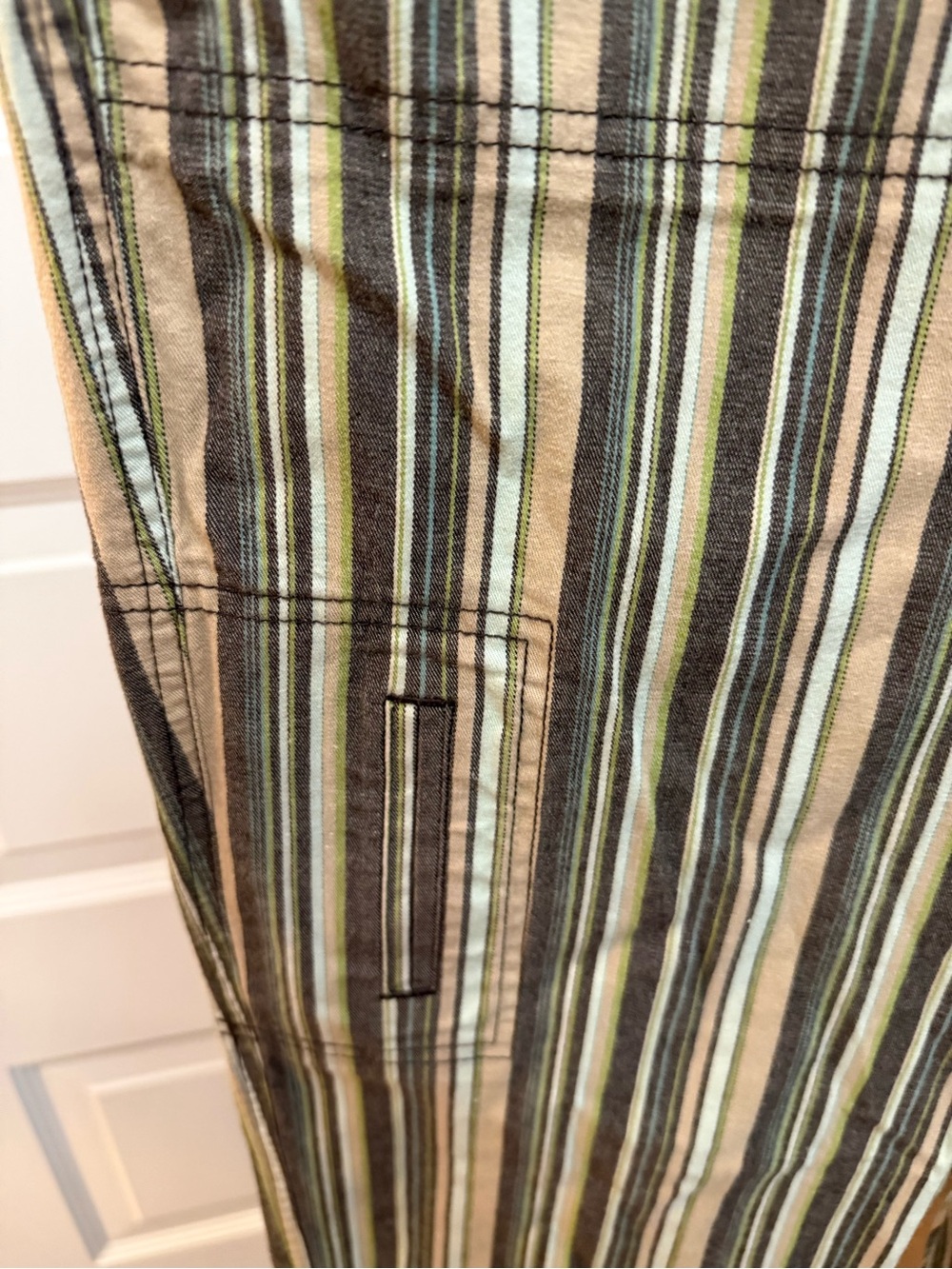 Ann Taylor Striped Cropped Cargo Pants in Brown and Green - Picture 2 of 11